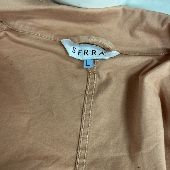 SERRA WOMEN LARGE UTILITY JACKET CORAL SNAPS FOUR POCKETS DRAW STRING WAIST - Picture 7 of 7